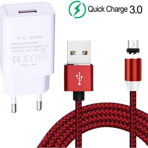 For Huawei Y5 Y6 Y7 Y9 Honor 9S 9A 8C 6A Magnetic Charge Micro USB Cable 5V 2A Wall charger For Samsung A7 HTC One M7 Meizu M10