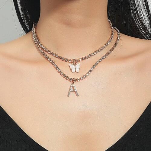 Fashion Butterfly Letter Necklace For Women Retro Personality Geometric Multilayer Clavicle Chain Wedding Party Jewelry Gift
