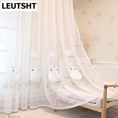 Cartoon Curtains for Living Room Bedroom Cute Bunny Window Screen Boy Bedroom Study Girl Girl Heart Bay Window French Window