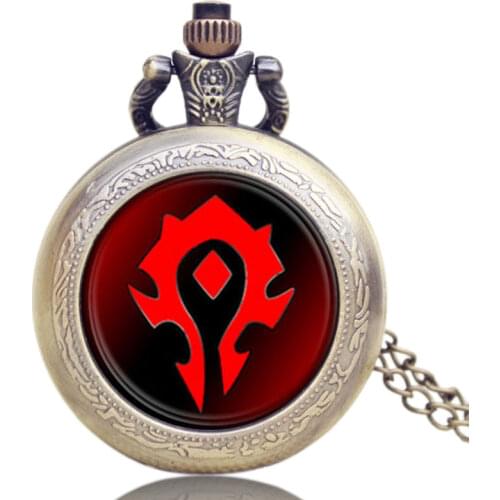 2018 Hot Blizzard Game WoW World of Warcraft Tribal Emblem Symbol Pocket Watch Pendant Necklace For Man Quartz-watch