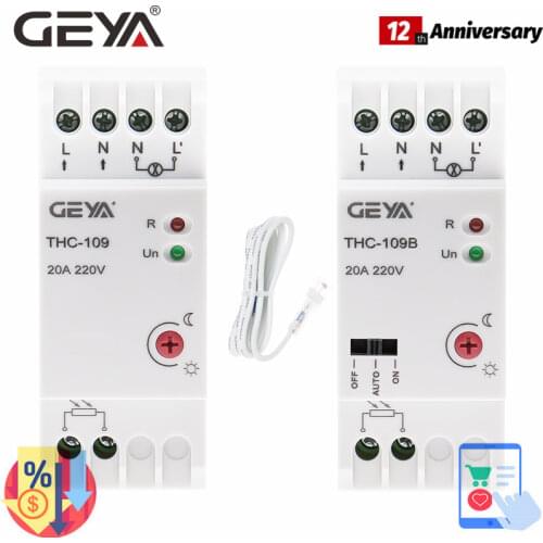 GEYA NEW Photocell Light Controller Switch with Sensor 16A 20A 25A AC220V Din Rail Lamp Control Switch