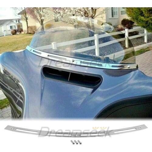 Motorcycle Fairing Windshield Trim for Harley Street Glide 1996-2013 4-Slot Batwing Windscreen Trim with Bolt Chrome