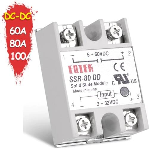 Single Phase Solid State Module Relay SSR-80DD dc-dc 60A 80A 100A SSR-60DD 3-32V DC to 5-60V DC SSR
