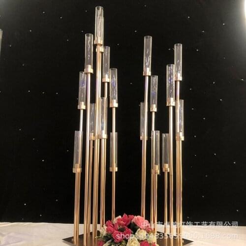 10PCS Metal Candlesticks Flower Vases Candle Holders Wedding Table Centerpieces Candelabra Pillar Stands Party Decor Road Lead