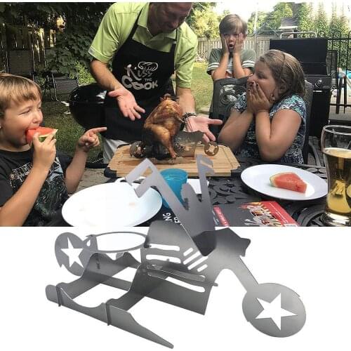 Portable Chicken Stand Beer American Motorcycle BBQ Use with Indoor Rack Steel Outdoor Glasses L3F1
