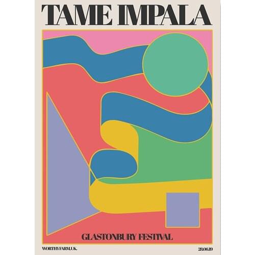 Tame Impala At Glastonbury Gig Poster Vintage Colorful Canvas Painting Retro Wall Pictures for Living Room Home Decor Cuadros