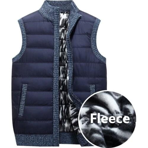 Casual Sweater Vest Men Thick Warm Cashmere Coat Autumn Winter Waistcoat Sleeveless Fleece Zipper Jacket Men Knitted Sweatercoat