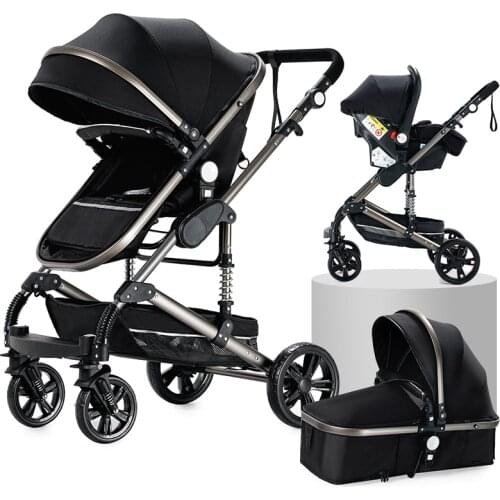Baby Stroller 3 in 1 Portable Travel Baby Carriage Folding Prams Aluminum Frame High Landscape Car for Newborn Babyboomer