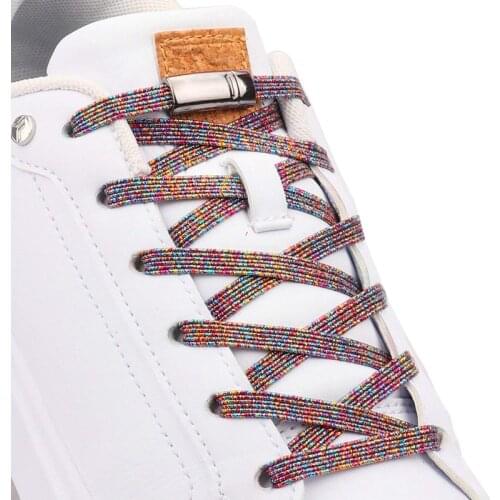 No Tie Shoe Lace Locking Quick Elastic Shoelaces Flat Child Adult Unisex Safety Leisure Sneakers Lazy Shoelace Magnetic Metal