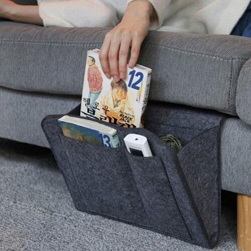 Bedside Sofa Book Desk Sundries Organizer Bags Tablet PC Phone Remote Control Felt Cloth Bed Hanging Storage Bags
