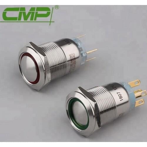 LED Metal Surface Curved Push Button Switch, Anti-Vandal ,Stainless Steel BrassBrass ChromePlate, Lock Button Switch