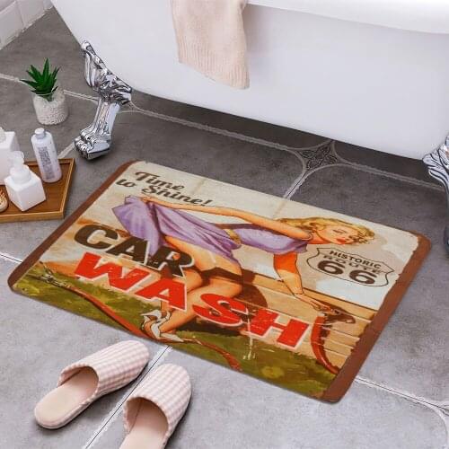Car wash vintage Carpet Areas Rug Non-slip Floor Mat Rug 3D Printing Living Room Bedroom Door Mat Home Decoration