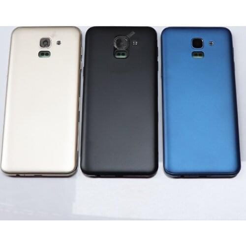 Rear Housing Door For Samsung Galaxy J6 J600F/DS J600G Back Cover Battery Case + Volume Power Button + Camera Lens Replacement