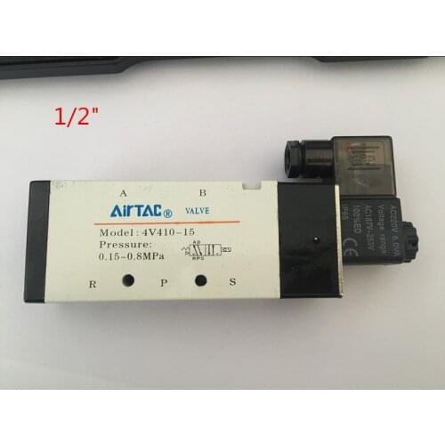 1/2'' BSP 2 Position 5 Port Airtac Air Solenoid Valves 4V410-15 Pneumatic Control Valve (4v41015) 24V dc 12v 110v 220v ac