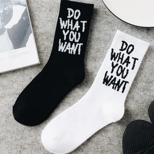 1pair Winter Korea Halajuku Funny Letter Hip-hop Street Skate Socks Hosiery Men Black White Casual Cotton Short Socks