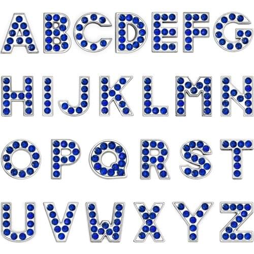 1pc A-Z Royal blue English letter Alphabet Internal Dia:8mm Slide Letter charms Fit DIY Accessories keychain Bracelet Pet Collar