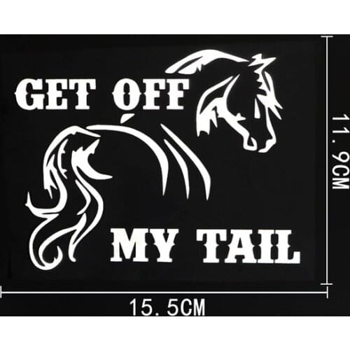 15.5CM×11.9CM Fashion Get Off My Tail Vinyl Horse Car Sticker Decal Black/Silver