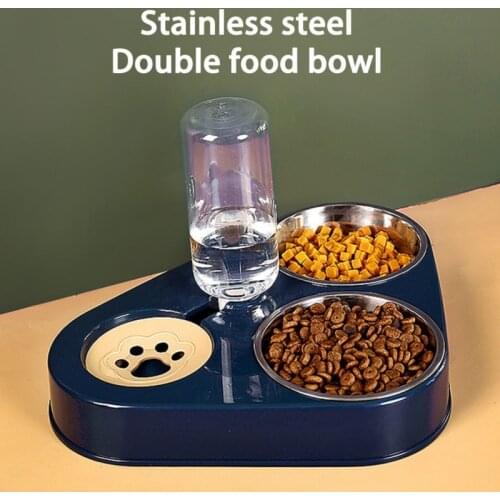 2 IN 1 Water Food Feeder Dispenser Automatic Dog Cats Drinking Bottles Feeding Bowl Dispensers Pet Supplies Stand Dish Bowls