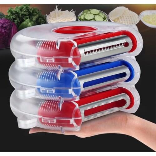 3 in 1 Magic Trio Peeler Set Slicer Stainless Steel Peeler Shredder Julienne Cutter Multi Peel Blade Zesters Grater Kitchen Tool