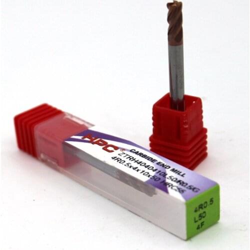 4R1*4*50/4R0.5*4*50 of 4 flutes HRC 55 mill cutter corner radius solid carbide end mill CNC machine milling tools