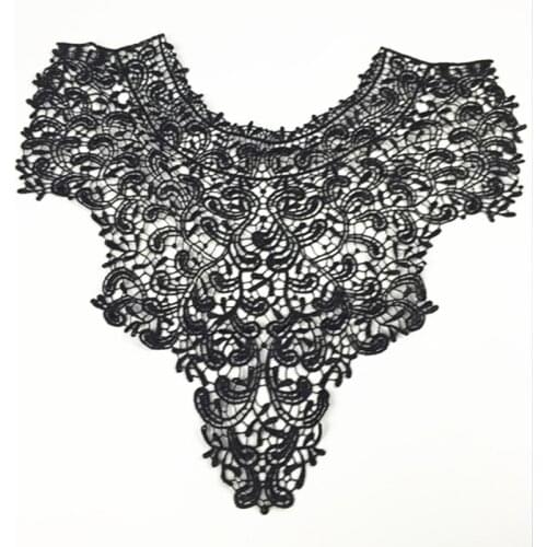 5pcs Black Lace collar Embroidery Water Soluble Venice lace decoration neckline lace fabric Sewing accessories diy