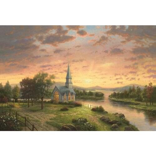 Free shipping classical Thomas house river sunset landscape canvas prints oil painting printed on canvas art decoration picture