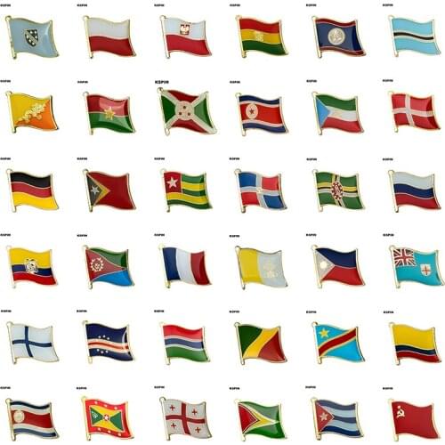 Flag Laple Pin Badge Brooch Bosnia Poland Denmark Germany Dominican Rep. Russia France Vatican Cuba Costa Rica Colombia Finland