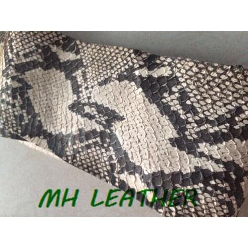 WS018 Black and White Genuine Snake Skin for Leather DIY, Snake Skin for Belt Purse