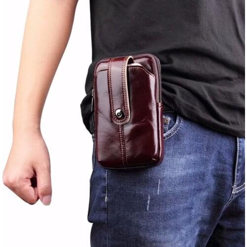 Waist Band Belt Genuine Cow Leather Mobile Phone Case For Galaxy J8/J6/A6+ (2018)/A6 (2018)/J7 Prime (2018)/C7 (2017) J7+/C8/S7