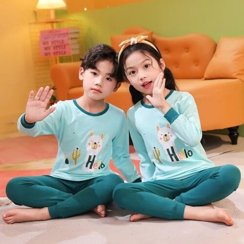 Children Pajamas 2pc Long Sleeve Cartoon Kids Sleepwear Baby Girl Clothes Sleep Suits Autumn Cotton Child Pyjamas Boy Nightwear