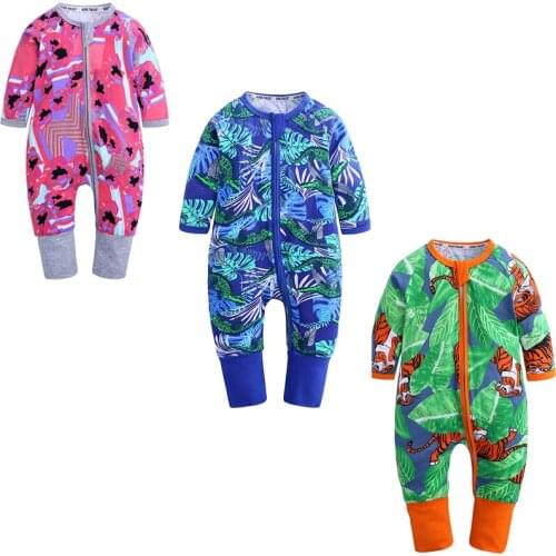 Baby clothes Cotton long sleeve Tiger Leaves print newborn Boy Girl romper spring autumn clothing toddler costume jumpsuit