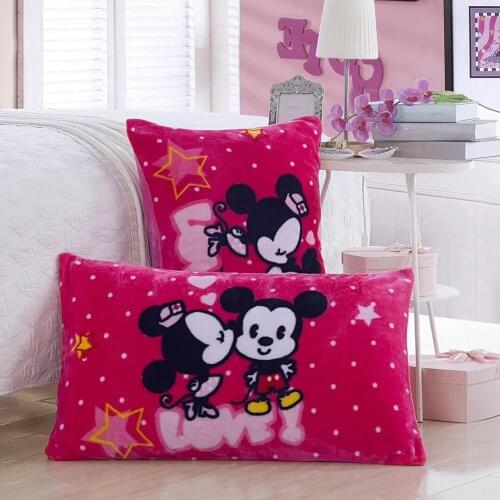 Disney Flannel Pillowcases 1piece Cartoon Mickey Minnie Mouse red Pillow Cover for kids Decorative PillowsCase 48x74cm hot sale