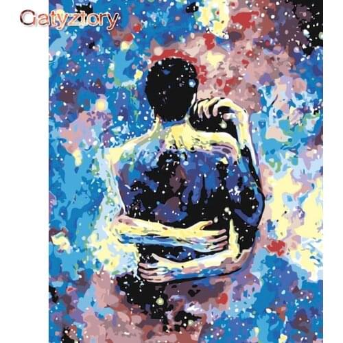 GATYZTORY DIY Painting by numbers Lovers hug paint by numbers for adults photo frames for picture wall art canvas acrylic paint