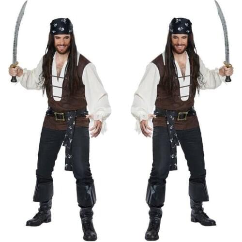 Halloween New Men Cosplay Pirate Costumes Carnival Pirate Stage Performance Costume Christmas Male Party Suit