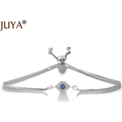 Small blue CZ evil eye charm bracelet greek turkey eye pendant chain bracelet for woman man bijoux bracelet femme pulseras