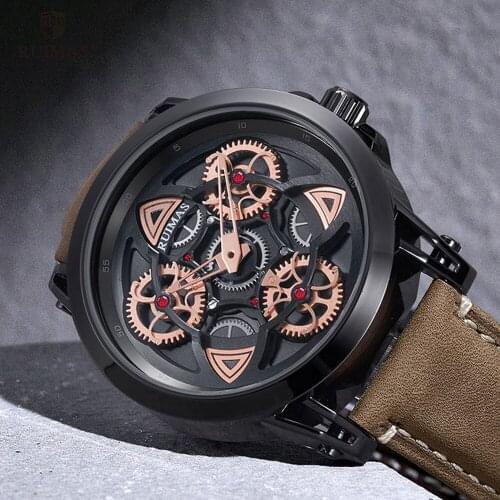 RUIMAS Military Quartz Watches Men Luxury Leather Waterproof Wristwatch Sports Watch Man Clock Top Brand Relogios Masculino 550