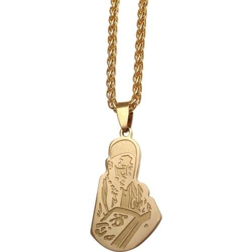 Islam muslim Engraved famous person stainless steel Pendant necklace muslim jewelry