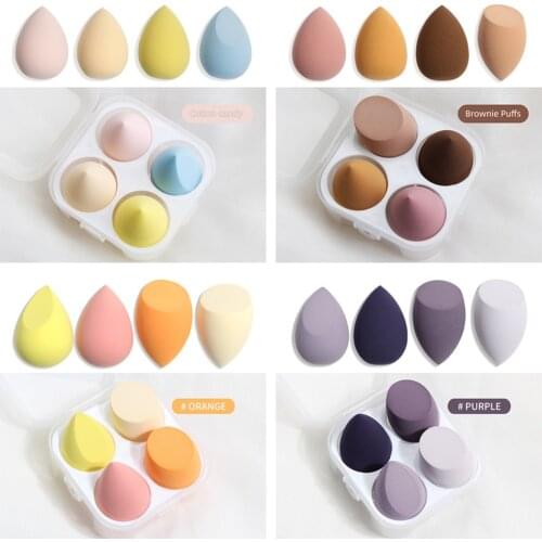 MAANGE 4Pcs Makeup Sponge Set Blender Cosmetics Foundation Concealer Blending Powder Liquid Cream Make Up Puff Tools With Box