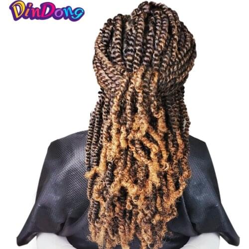DinDong 12'' Passion Spring Twists Synthetic Crotchet Hair Extensions Black Brown Burgundy Ombre Crochet Braids
