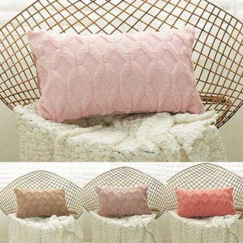 Solid Color Geometric Diamond Pattern Plush Cushion Pillow Cover Handmade Throw Pillow Covers Home Decor Backrest