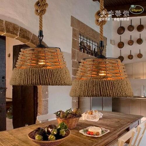 The Nordic Loft American Country Retro Hand Woven Rope Chandelier Bar Coffee Hall Chandelier Project Celier Celier luminaire