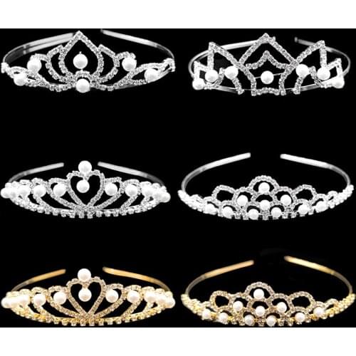 2021 New Diamond Inlaid Plaid Womens Headband Crown Independent Packaging Pearl Hair Clip Heabdand Crown Tiara