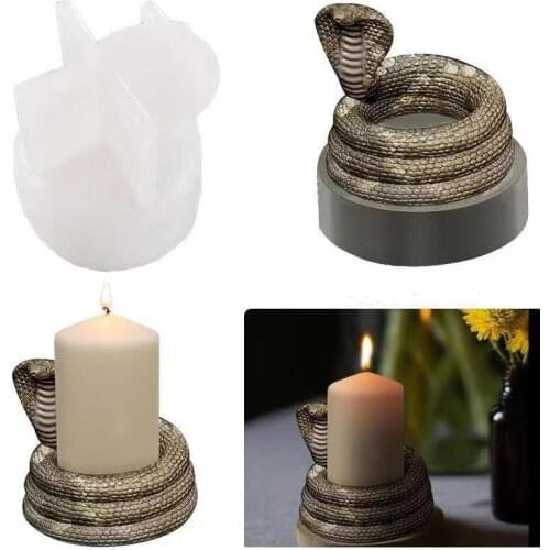 New Cobra Candle Holder Silicone Mold Diy Handmade Snake Shape Candlestick Epoxy Resin Mold Fondant Cake Candle Mould