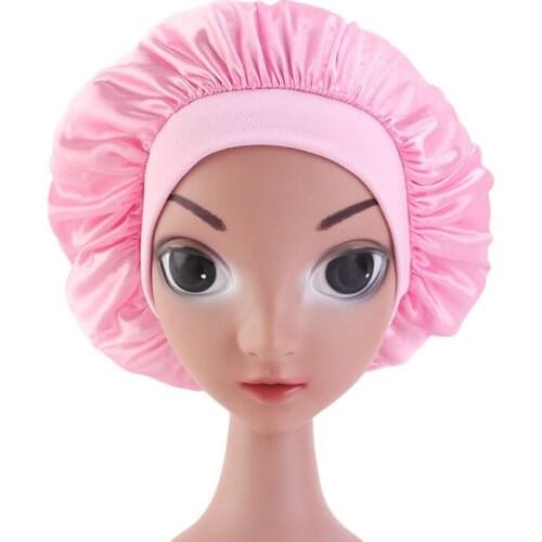 Adjust Solid Satin Bonnet Hair Styling Cap Hair Care Night Sleep Hat Silk Head Wrap Cap Hair Styling Tool For Kids Child