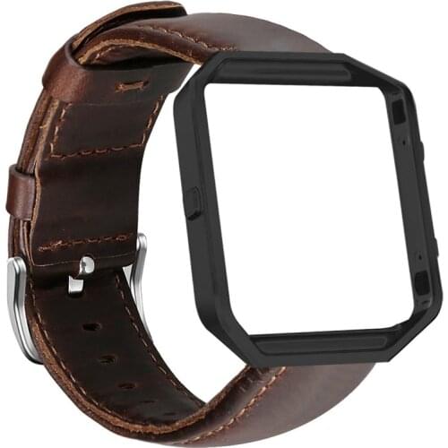 Genuine Leather Watch Strap for Fitbit Blaze Replacement Watchbands Bracelet Band with Steel Buckle