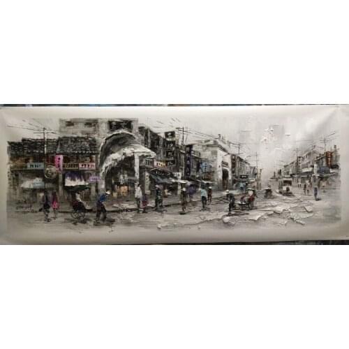 Hand Painted Abstract Oil Painting Shanghai seascape On Canvas Wall Art Picture Living Room Home Decoration