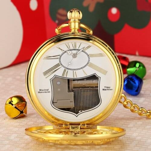 Merry Christmas Letter Hand Crank Music Quartz Pocket Watch Playing Music Fob Watch Art Collectibles New Year Gifts Dropshipping