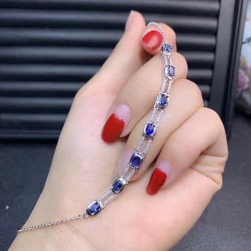 Shilovem 925 sterling silver sapphire ruby Emerald Bracelets fine Jewelry women trendy wedding plant new gift dl0305880agmlh