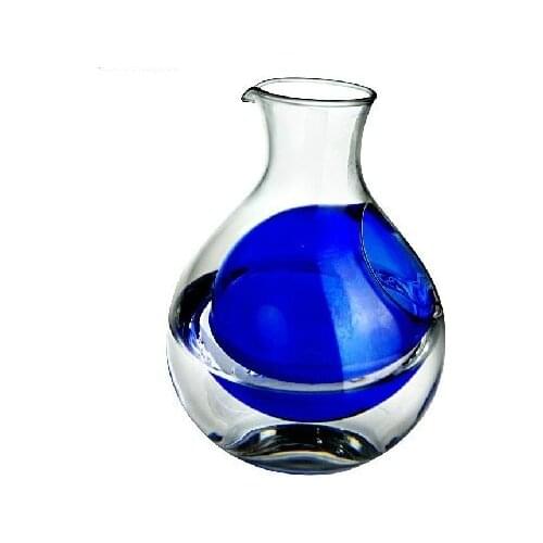 Japanese style glass pot blue liner ice wine pot glass clear jug glass cup wine cup glass