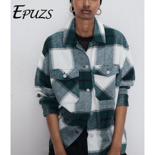 Spring fashion women green Plaid jacket and coat Long Sleeve office coats Streetwear Oversized bomber jacket 2020